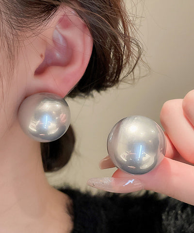 藝術香檳合金珍珠耳釘