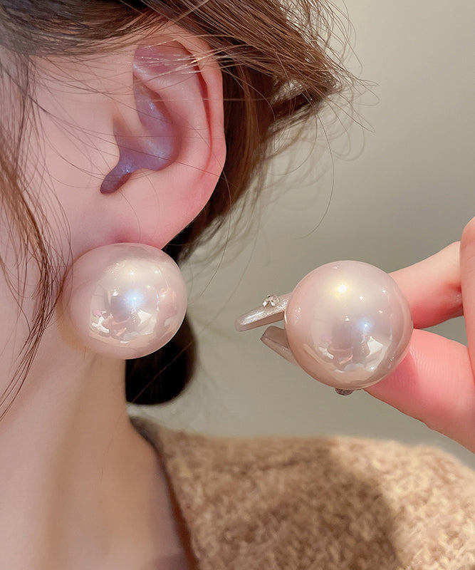 藝術香檳合金珍珠耳釘