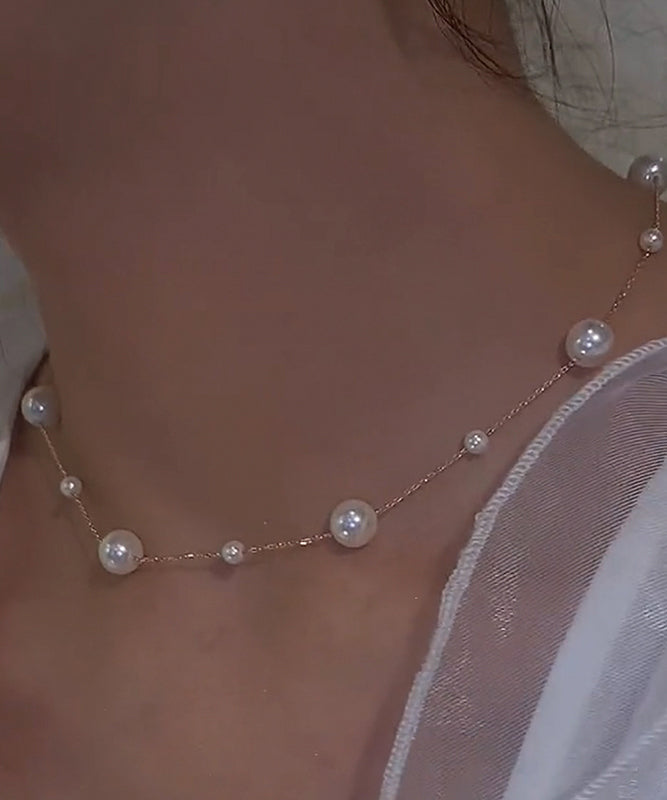 精品金色不銹鋼鍍金珍珠流蘇吊墜項鍊