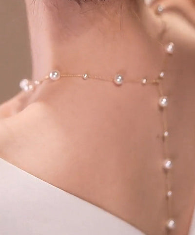 精品金色不銹鋼鍍金珍珠流蘇吊墜項鍊