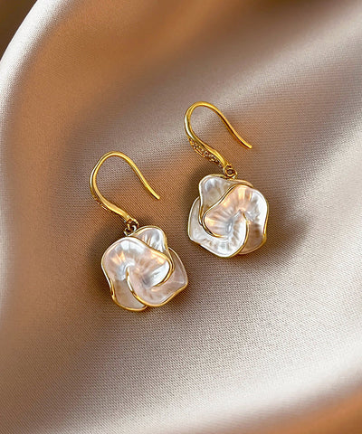 簡約金銅鍍金花卉垂墜耳環