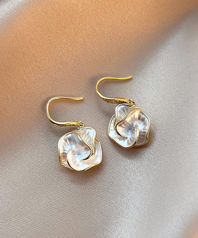 簡約金銅鍍金花卉垂墜耳環