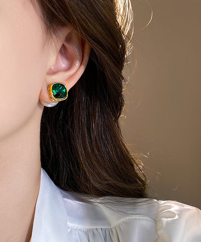 典雅白色銅合金鋯石珍珠耳釘