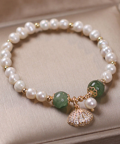 可愛紅色合金鋯石珍珠貝殼魅力手鍊