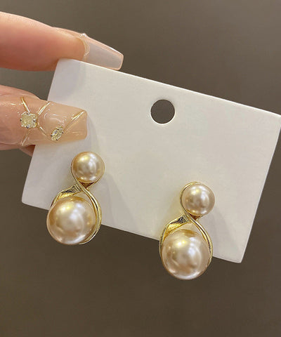 現代香檳銅鍍珍珠耳釘
