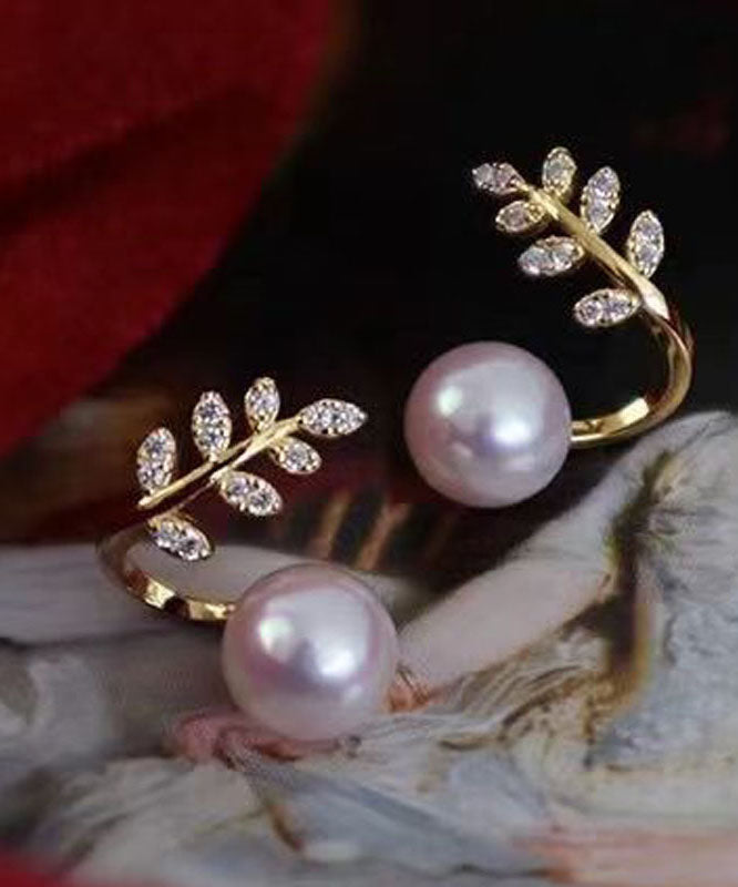 現代金色925純銀鍍金鋯石珍珠耳釘