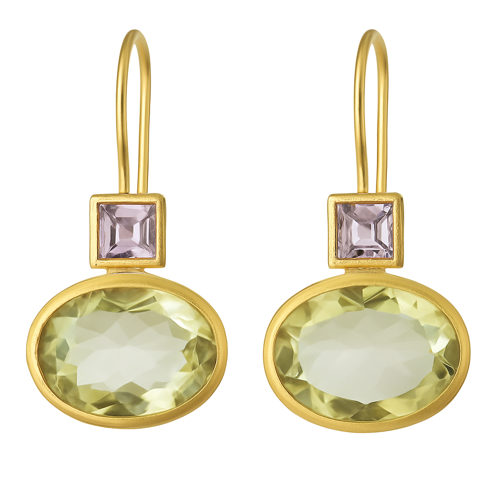 復古風格的綠色水晶耳環