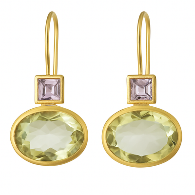 復古風格的綠色水晶耳環