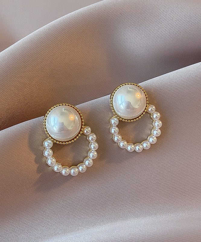 白色純銀珍珠耳釘