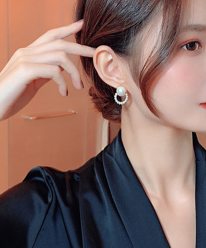 白色純銀珍珠耳釘