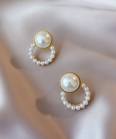 白色純銀珍珠耳釘