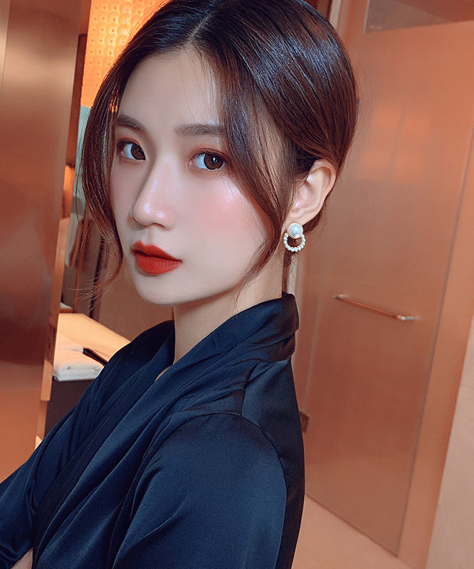 白色純銀珍珠耳釘