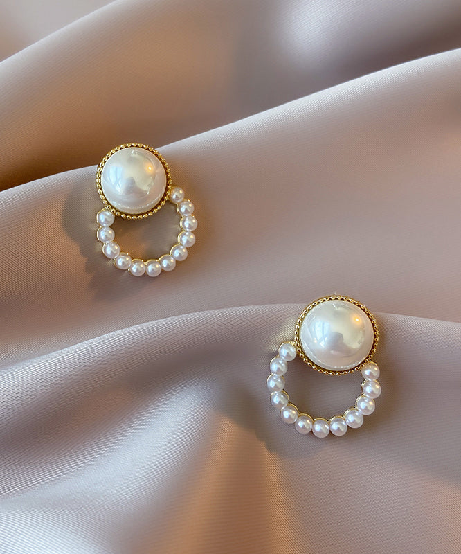 白色純銀珍珠耳釘