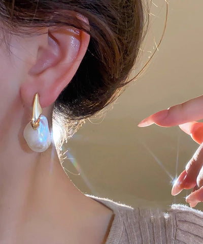 時尚金合金不對稱珍珠耳釘